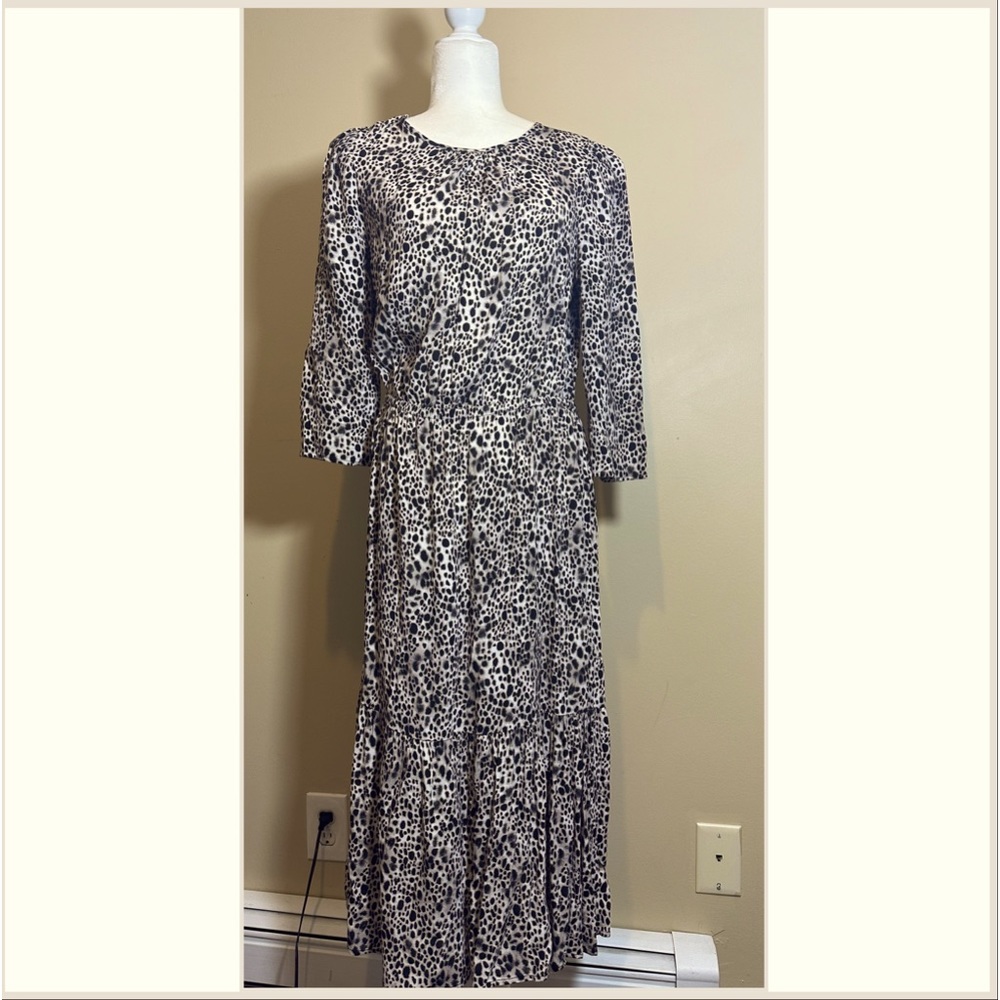 Cheetah Print Midi Dress with Puff 3/4 Long Sleeves from Target - A New Day sz M